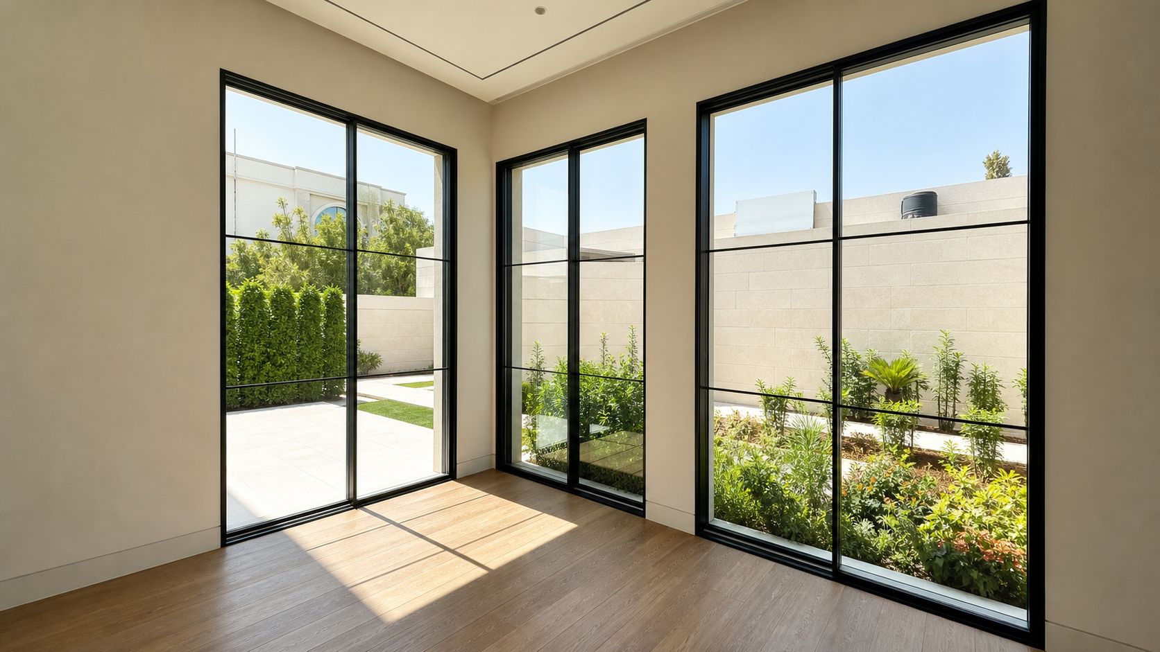 Sliding garden room with panoramic glass