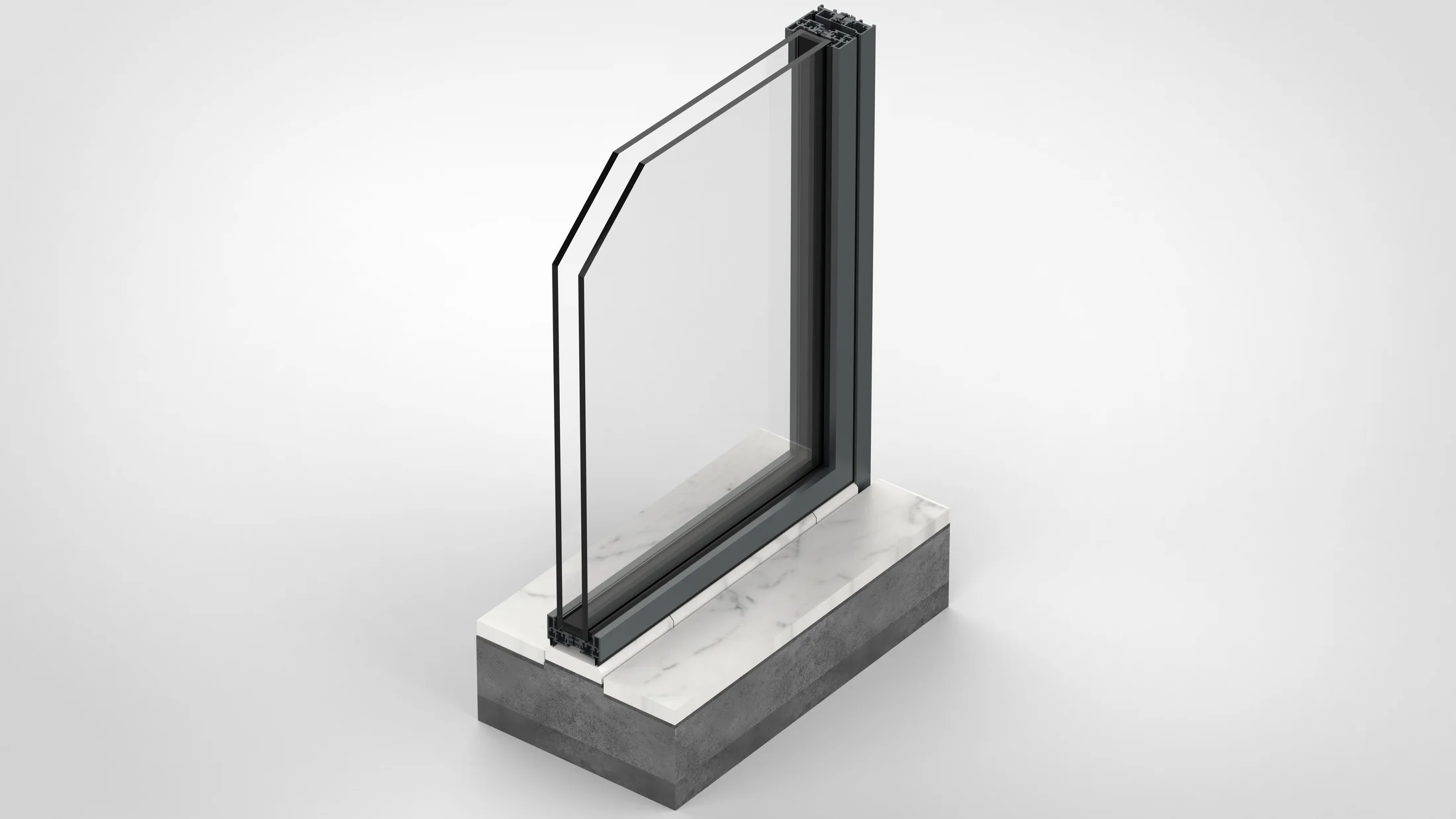 Vetro Pivot grey technical render